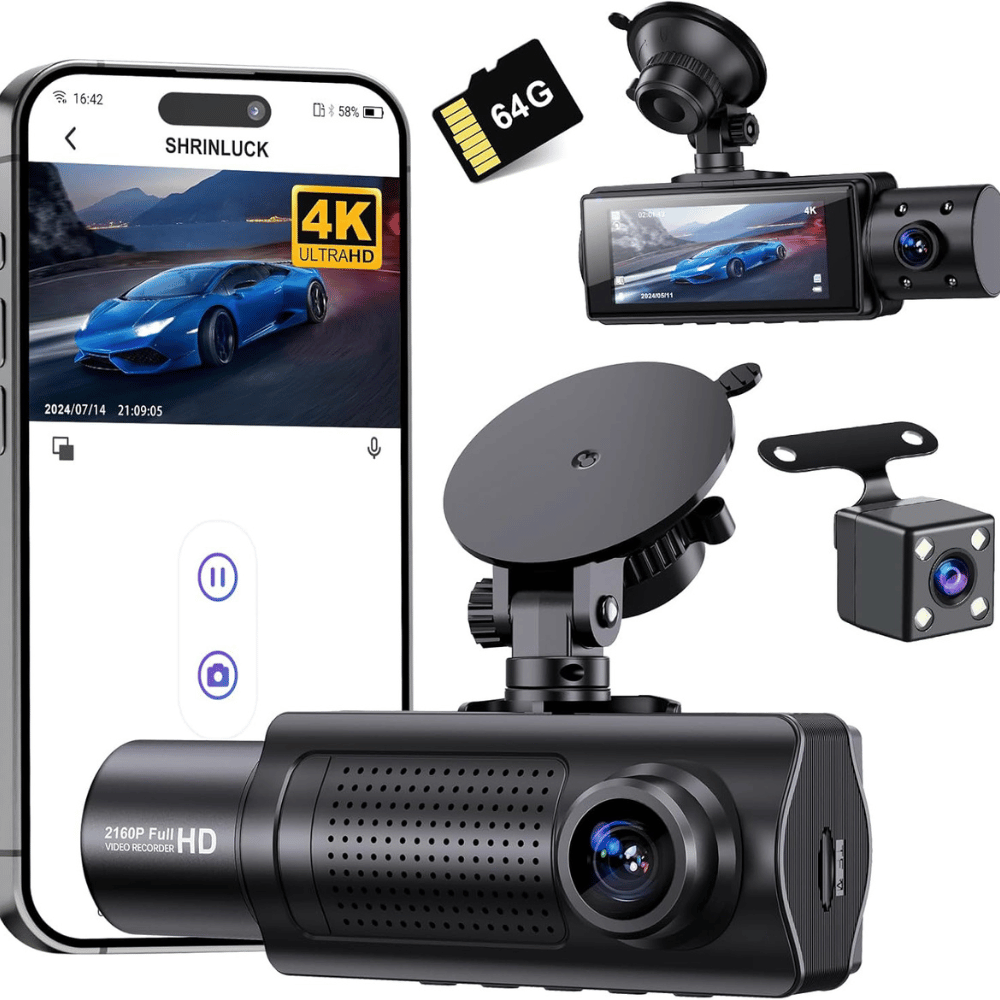 2K Dashcam Avant Wi-FI, Camera Embarquée Voiture App, PEC du Module GPS Externe, Grand Angle de 170°, Vision Nocturne, 24H Mode Parking, Détection de Mouvement, Capteur G, Enregistrement en Boucle